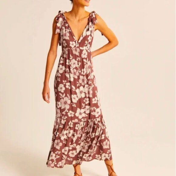 Abercrombie Tie Strap Babydoll Maxi Dress, Size SXP - Picture 2 of 3